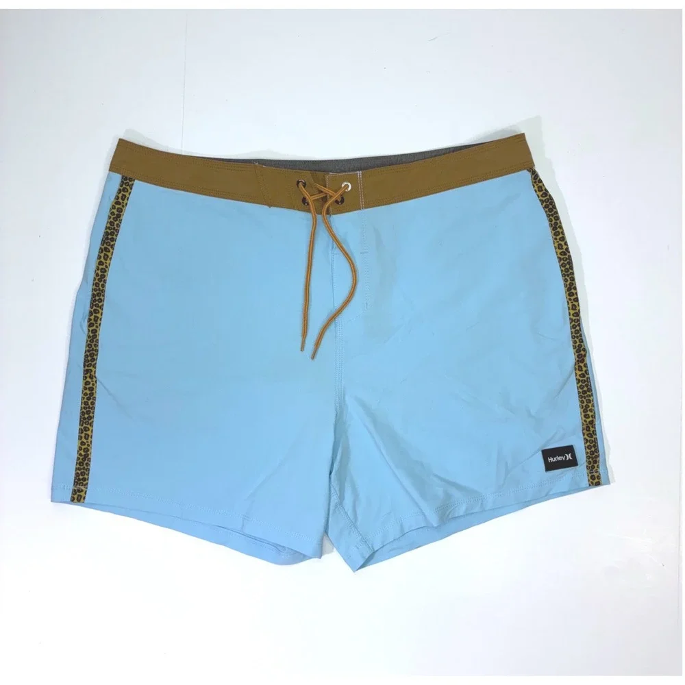 Hurley Phantom Mens Board Shorts Blue Leopard Stripe Swim Trunks 38 MBS0011450